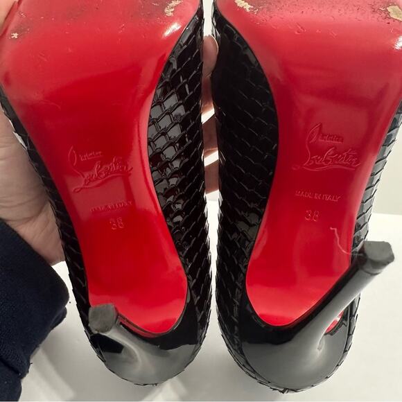 Christian Louboutin Kate 100 Pumps Scale-Embossed Black LV size 38 - Picture 9 of 13